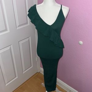 Zara green ruffle midi dress